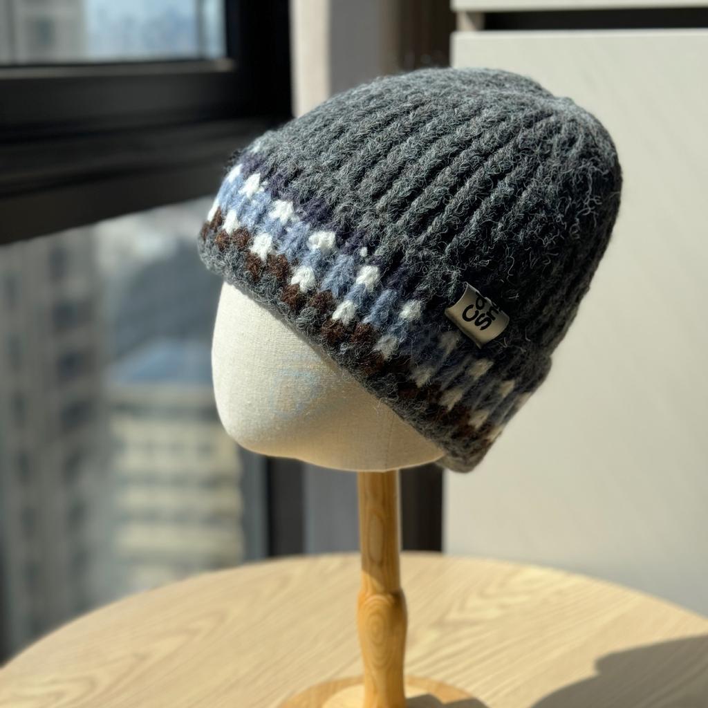 Korean Style Retro Striped Color Blocked Cold Hat New Versatile Student Thickened Warm Woolen Hat Single Layer Outdoor Knitted Hat