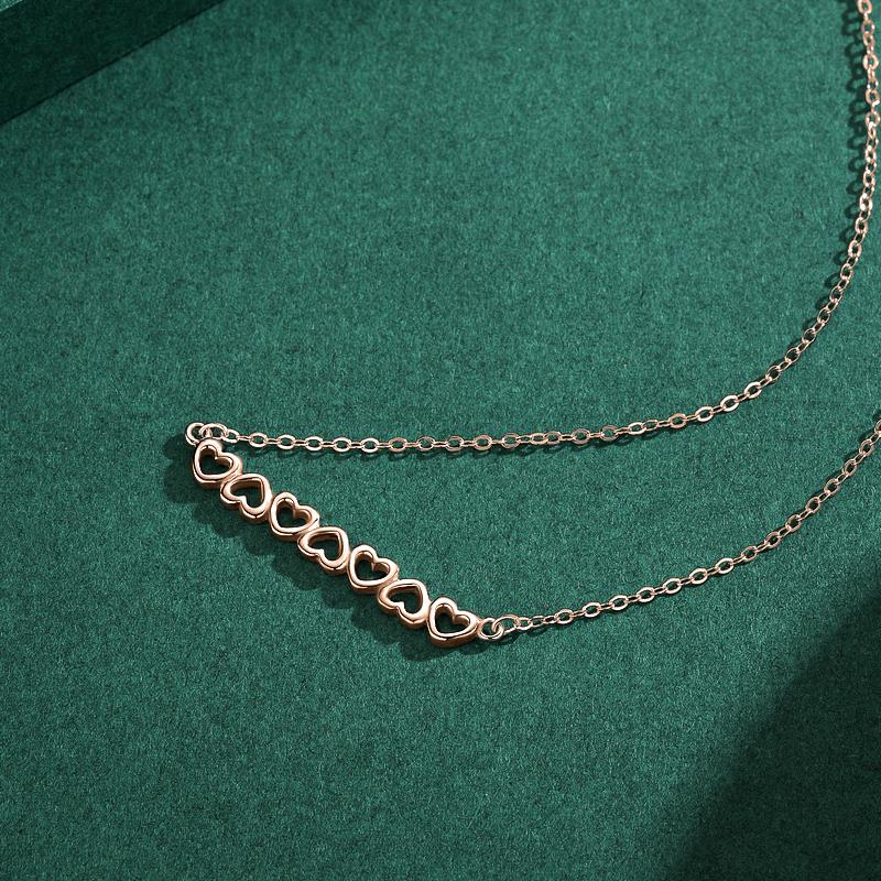 MODIAN 3 Color Hearts Fashion Necklace Solid 925 Sterling Silver Romantic Love Chain Necklaces For Women Wedding Jewelry Gifts