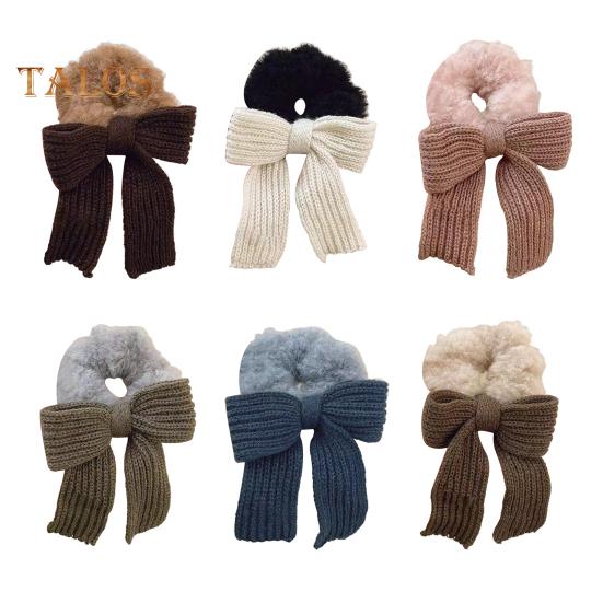 Bow Hair Rope Knit Bow Plush Hair Tie Elastic Hair Band Scrunchies Girls Ponytail Holder Hair Rope for Thick Thin Hair Accessories