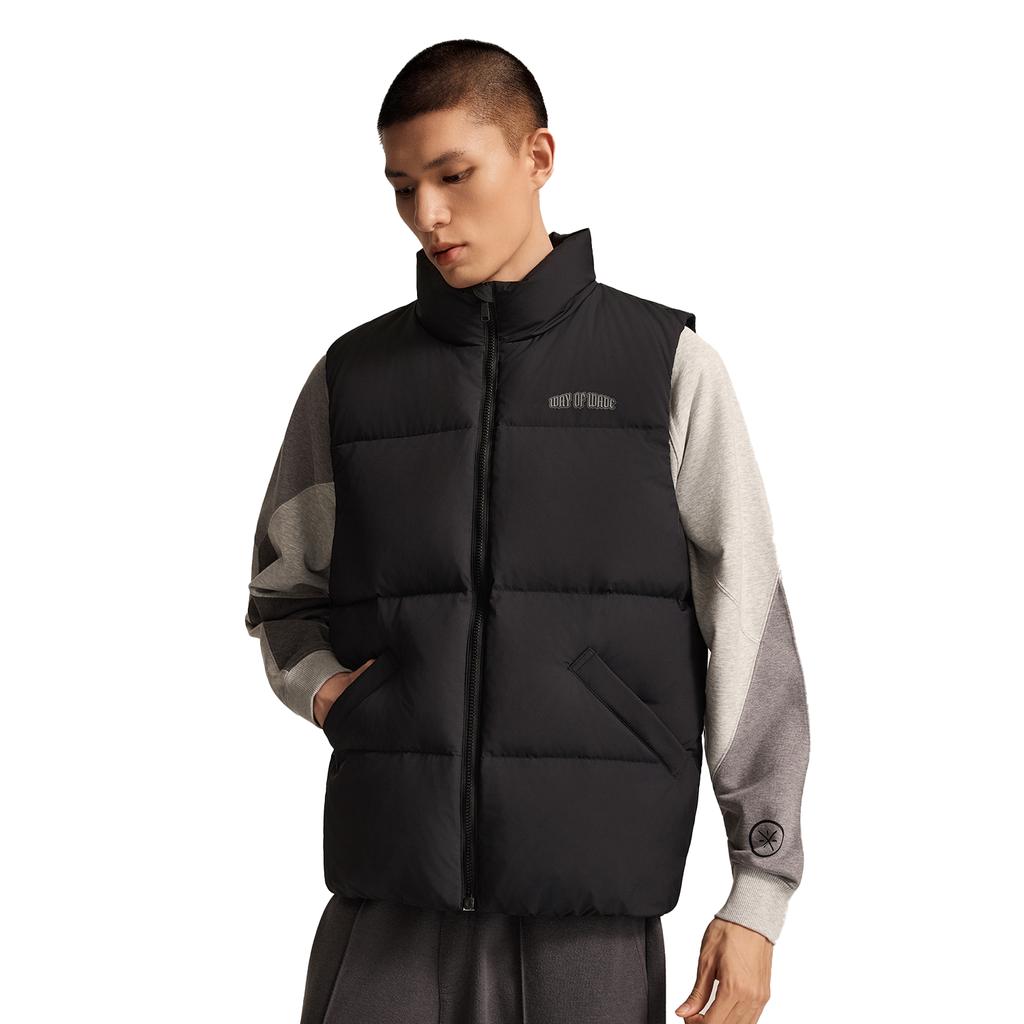 Li Ning Wade Series Windproof Water-Repellent Stand Collar Letter Down Vest Men Vest AMRV079-1
