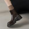 Fashion New Autumn/winter Genuine Leather Women Boots Round Toe Shoes for Women Fashion Platform Boots Women High Heels Chelsea Boots