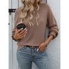 Women's Loose Casual Pit Stripe Long Sleeved T-shirt for Autumn Winter T Shirts