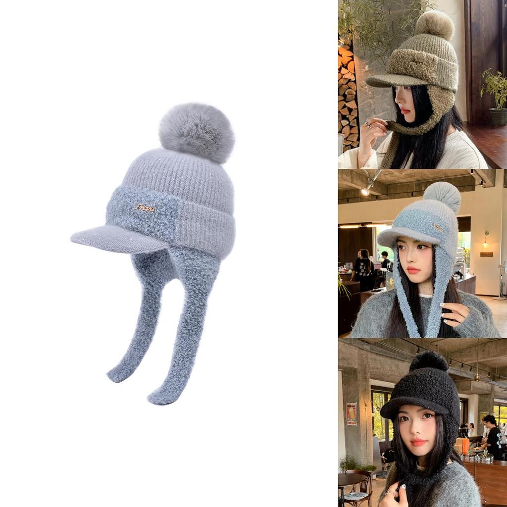 Stylish Knitted Hat For Women With Fleece Lining And Ear Warmer For Autumn Winter Use