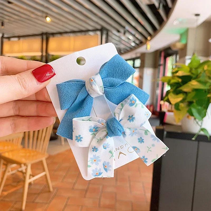 Kid Girl's Hairpin Floral Print Candy Color Bowknot Hair Clip Accessories for Girls Teens Butterfly Hair Clip