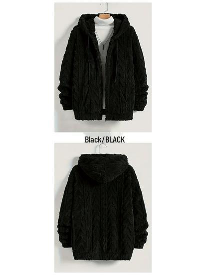 2024 Winter Double-sided Fleece Youth Hooded Sweatshirt - Men's Lambswool Pullover Jacket (Thickened)