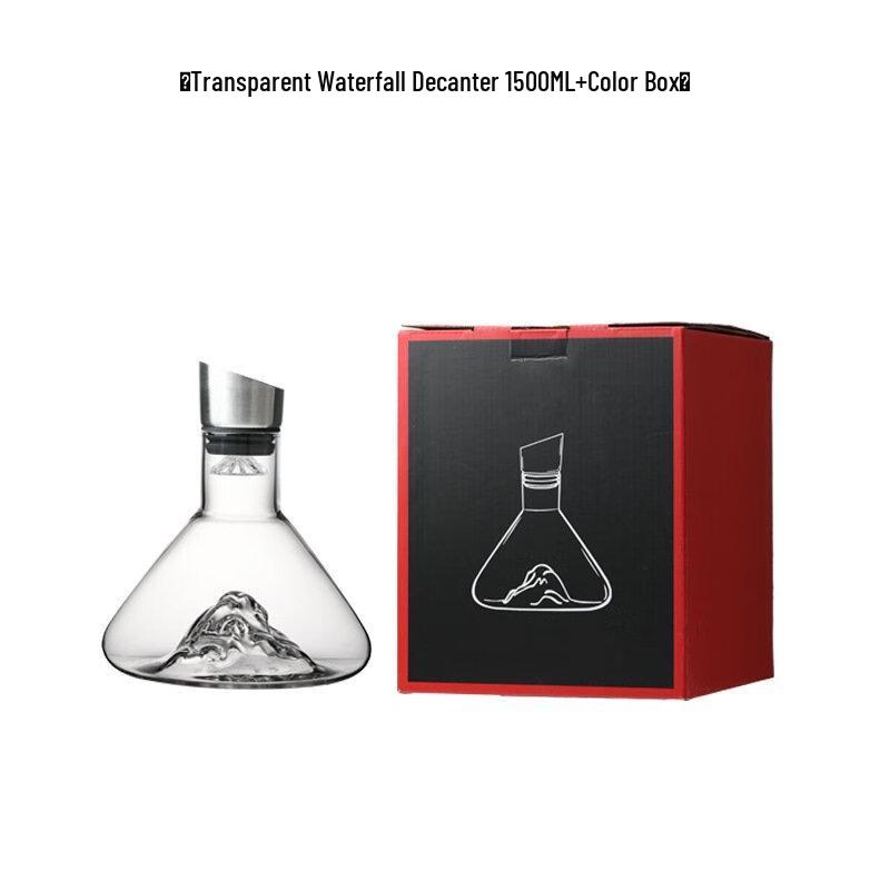 Shang Qi Burgundy Black Tie Waterfall Decanter & Wine Glass Set