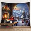 Christmas Home Tapestry, Snow View Santa Claus Wall Hanging, Living Room Bedroom Holiday Decoration Background, Garden Poster