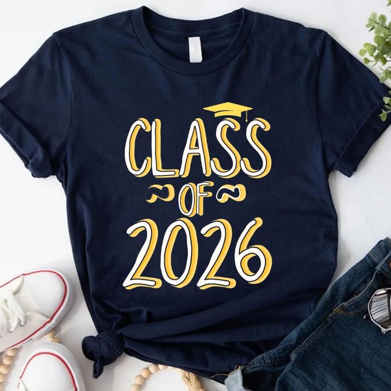Class of 2026 Graduation Shirt Bella Canvas Tee School Spirit Shirt Short Sleeve Fashion Cotton Top All Seasons Casual Harajuku