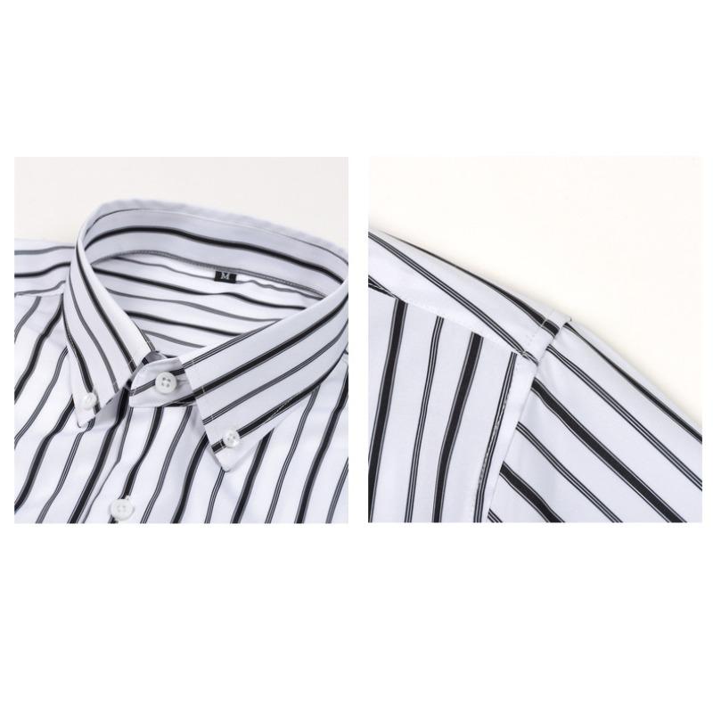 Men's High-Grade 4-Way Stretch Digital Print Striped Long Sleeve Shirt, Turn-down Collar Men Shirt Wholesale