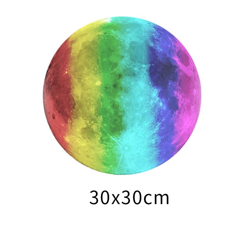 30cm Luminous Moon Wall Sticker - Children's Room Decor in Green, Blue, or Pink Light