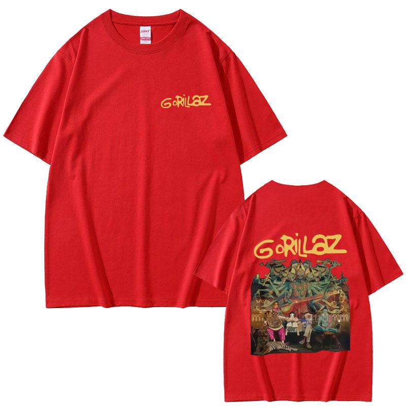 

Rock Band Gorillaz The Mountain Tour Graphic Tshirt Men Fashion Casual Cotton T Shirts Male Vintage Soft Cotton Tshirt L