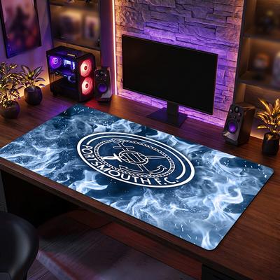 Portsmouth FC Theme Pattern Mouse Pad, Soccer Logo Design XXL Gaming Desk Mat Non-Slip Computer Mouse Pad