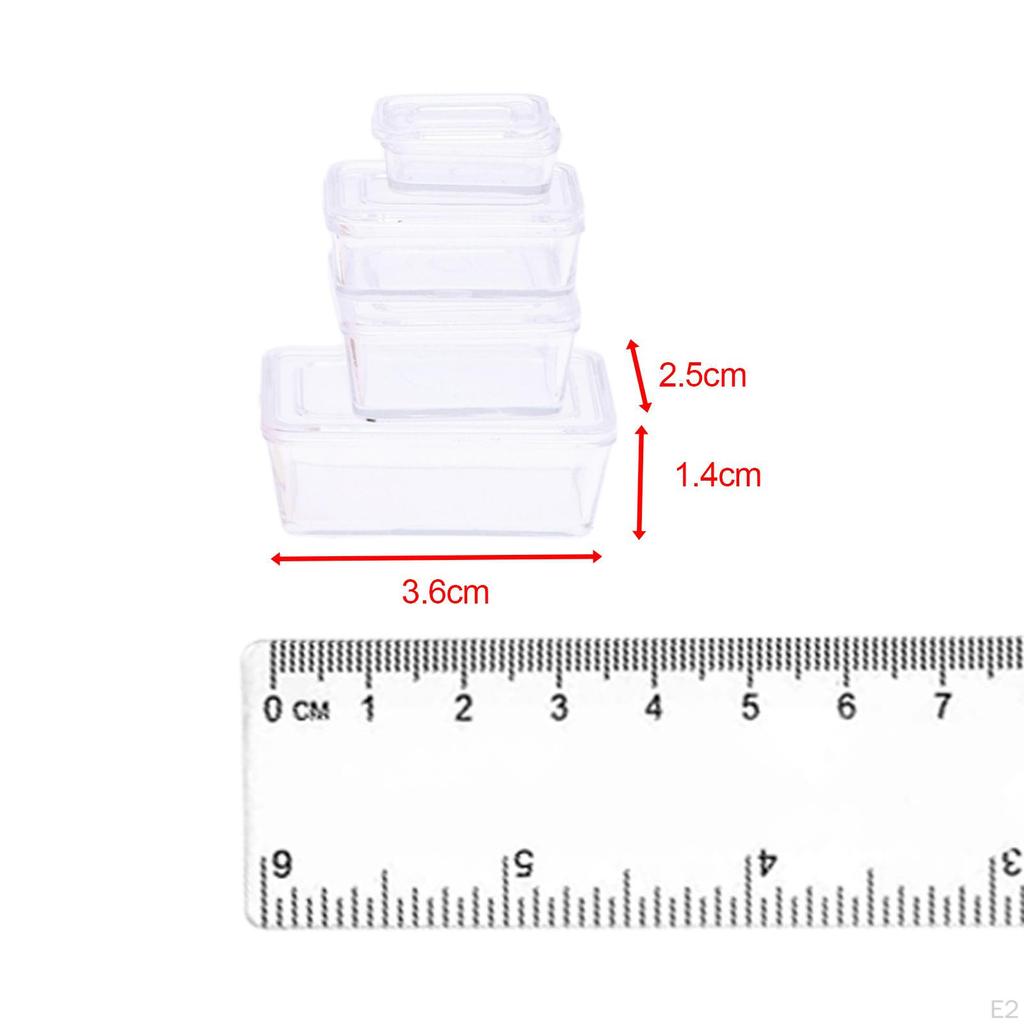 4 Pieces Dollhouse Bento Lunch Boxes 1/12 Box Refrigerator Fresh Keeping Decoration