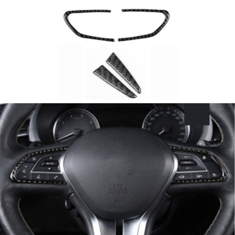 4Pcs For Infiniti Q50 2014- Real Carbon Fiber Car Steering Wheel Decor Cover