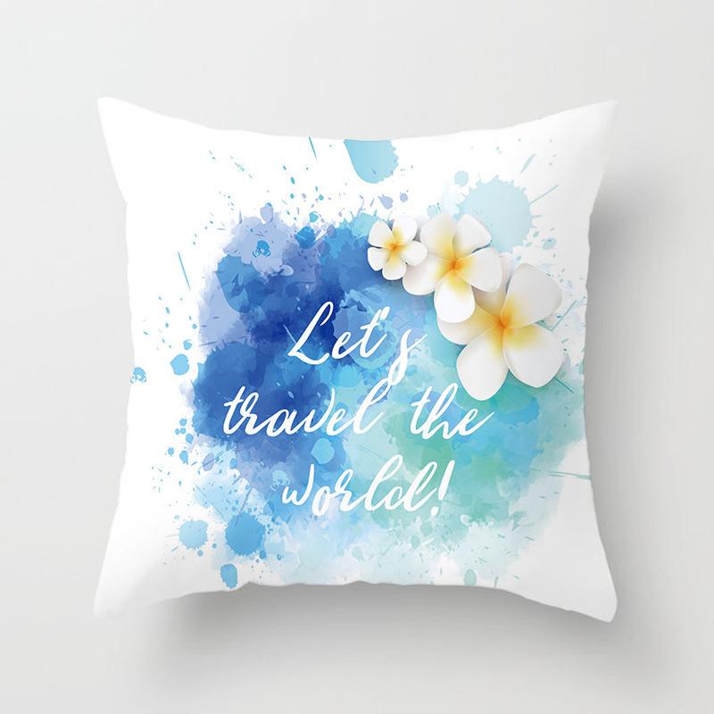 Home Decor Colorful Watercolor Floral Summer Holiday Pillows Pattern Cushion Cover Suitable for Sofa Bedroom Car Pillow Cover