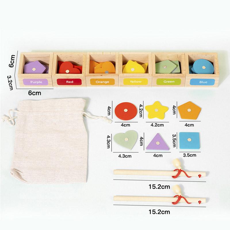 

Children s Wooden Magnetic Color Shape Teaching Aid Classification Box Geometric Cognition Fishing Game Educational Toys For Kid светло-зеленый