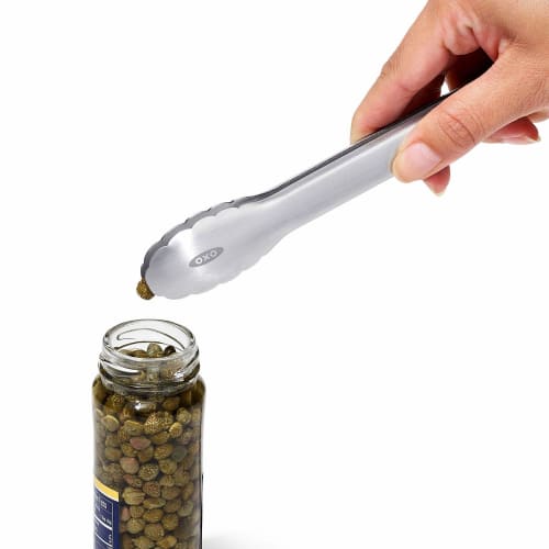 OXO Stainless Steel Mini Tongs, Gray, with Lock, Dishwasher Safe