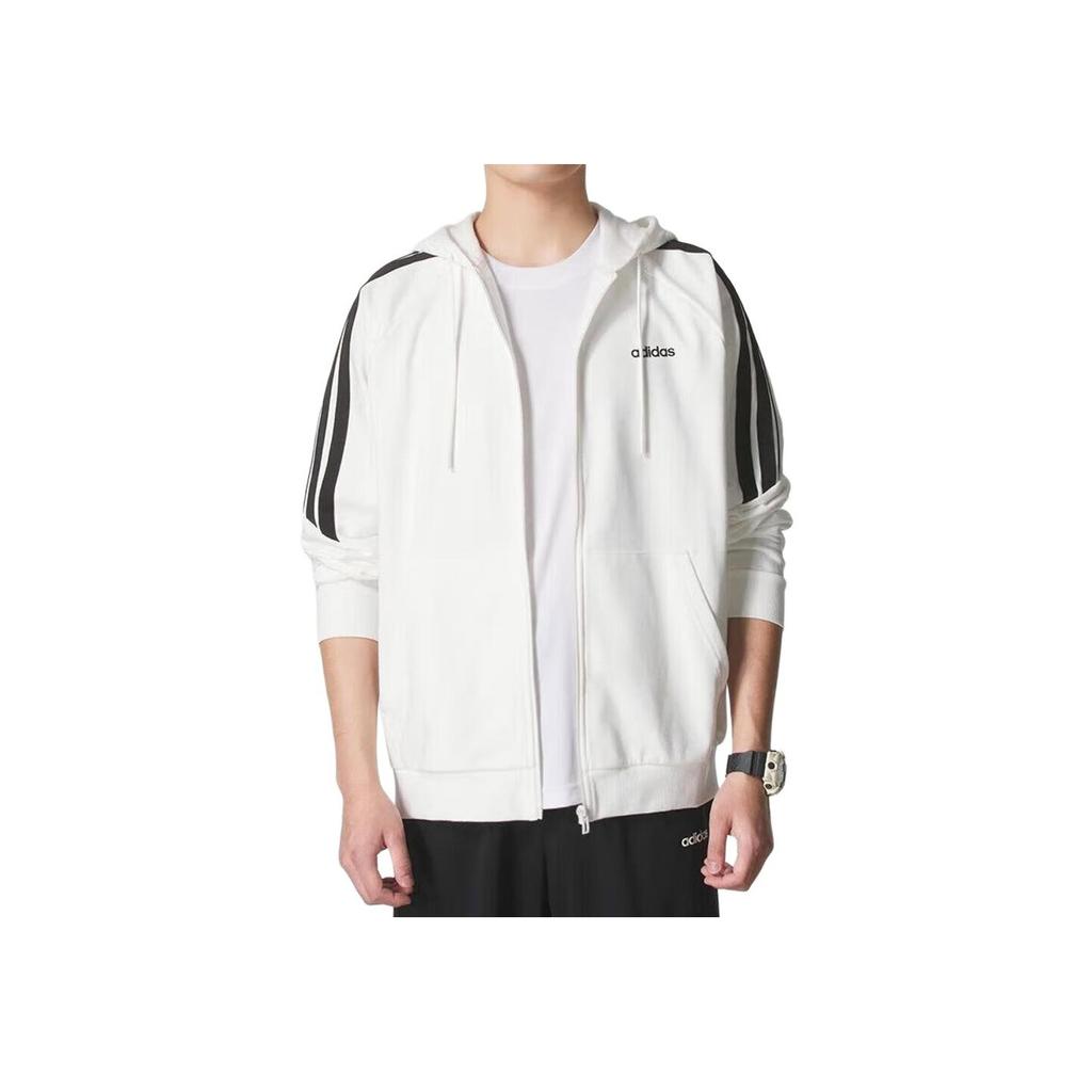 adidas Fashion Comfortable Soft Striped Hooded Jacket Unisex Jacket White KA2578