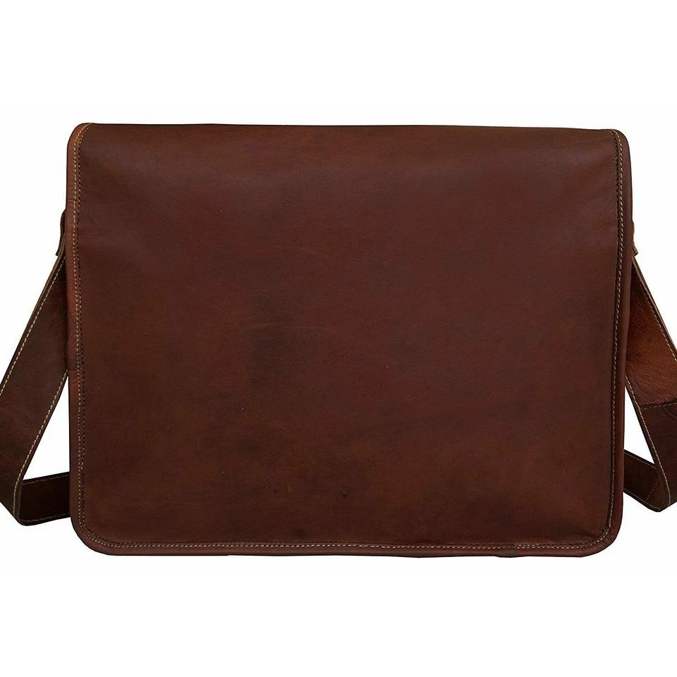 Men's Real Leather Vintage Unique Design Laptop Messenger Handmade Briefcase Bag