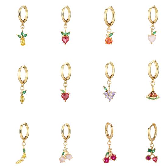 1 szt. Kolczyki wiszące winogronowe kolorowe cyrkonie biżuteria kolczyki koła owocowe do codziennego noszenia