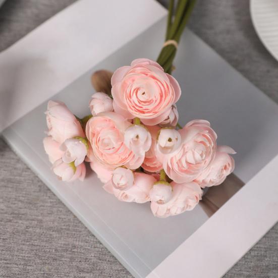 6Pcs Artificial Camellia with Stem Realistic Colorful Fake Rose Flower Wedding Home Office Table Centerpiece Faux Floral Bouquet Flower Arrangement