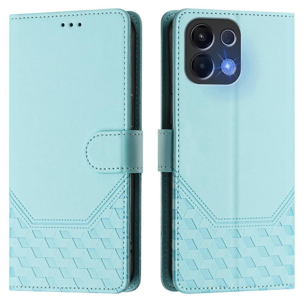 For Oppo K13 5G Case Imprinted Honeycomb RFID Blocking Leather Phone Cover with Strap