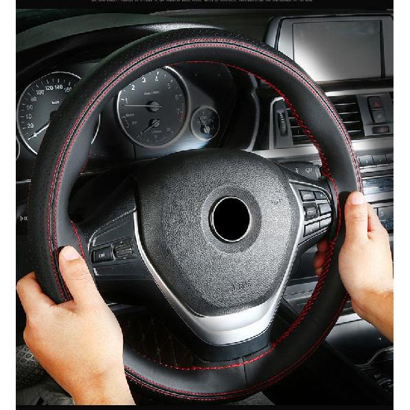 Microfiber Leather Fashion Sports Hand-sewn Steering Wheel Cover DIY Braid Needles Thread Car Grips Four Seasons Applicable