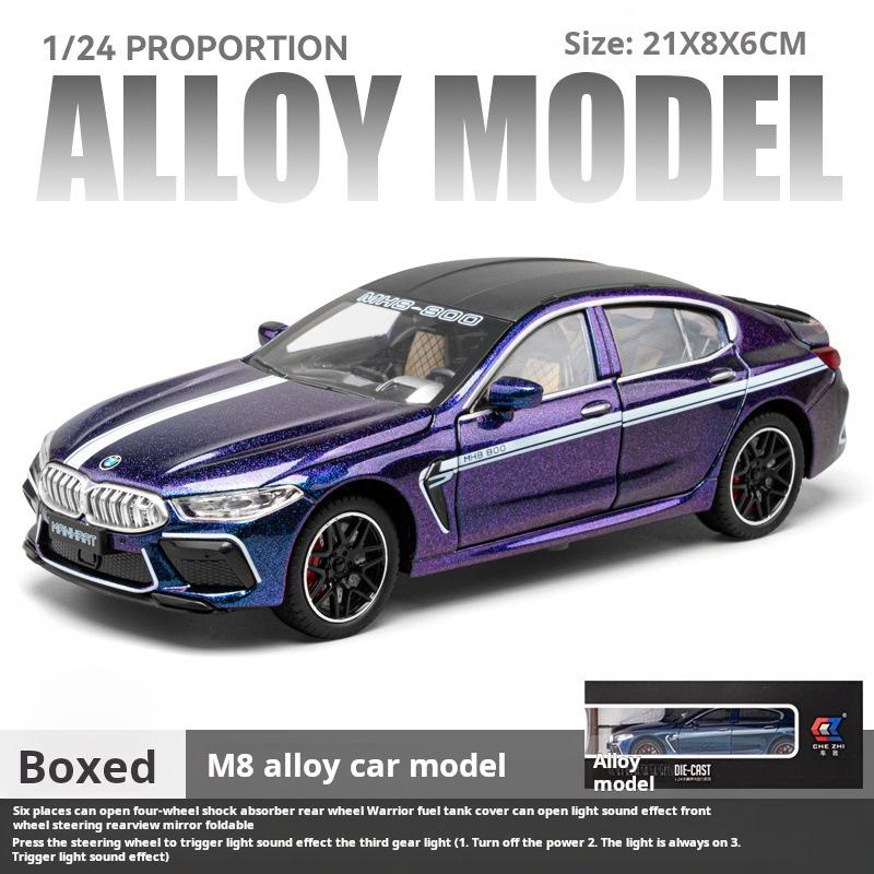 

1:24 M8 Super Sports Vehicle Model Alloy Car Toys Boys Fast Furious Sound Light Pull Back Diecast Metal Auto Kid Gift Collection
