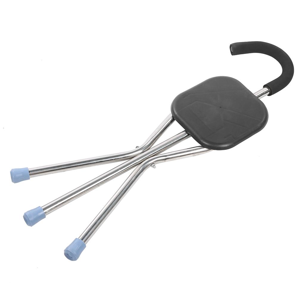 Folding Cane Stool Portable Walking Stick Chair Stainless Steel Elderly Crutch StoolBlack