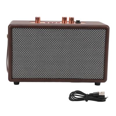 Retro Bluetooth Speaker 10Wx2 Faux Leather Portable Wireless Speaker Heavy Bass Music Player 8H