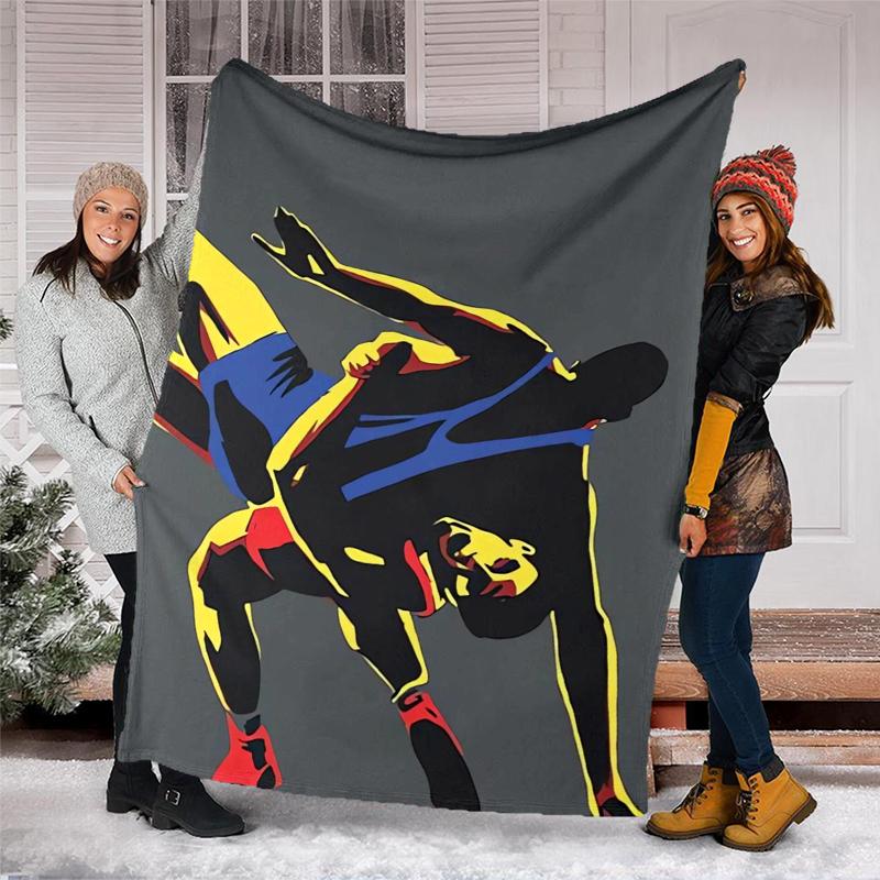 wrestling Theme Printed Blanket - Perfect for Couch, Bed, Travel & Outdoor Use | Machine Washable, Cozy & Durable.