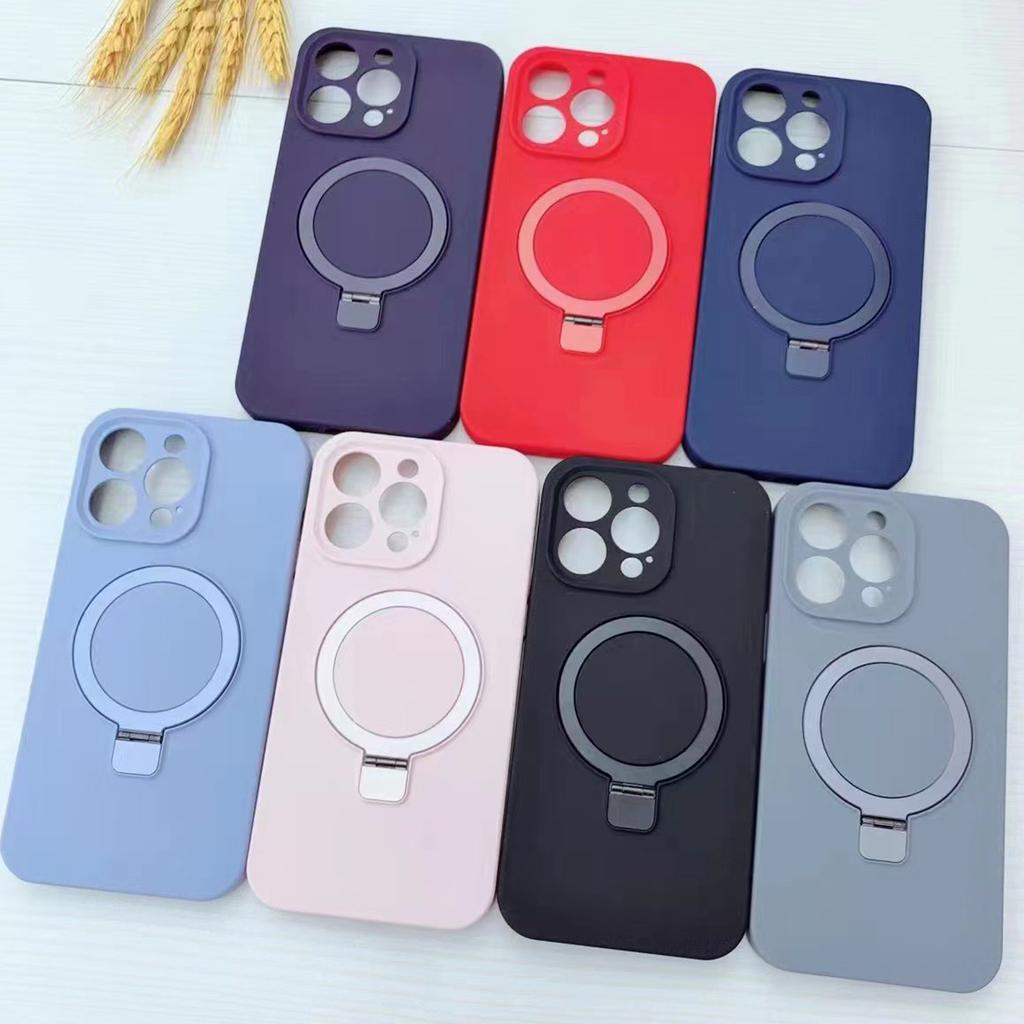 For iPhone 13 Pro Case Compatible with MagSafe Liquid Silicone Ring Kickstand Phone Cover