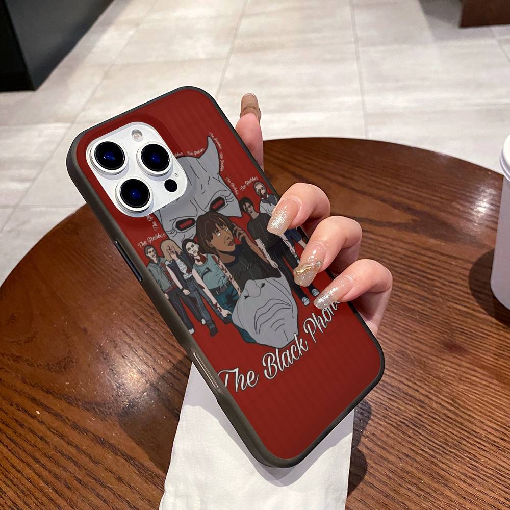 Horror Movie The B-Black P-Phone For IPhone 16 15 11 12 13 14 17 Pro Max PLUS Pro Soft Corrugated Silicone Back Phone Case