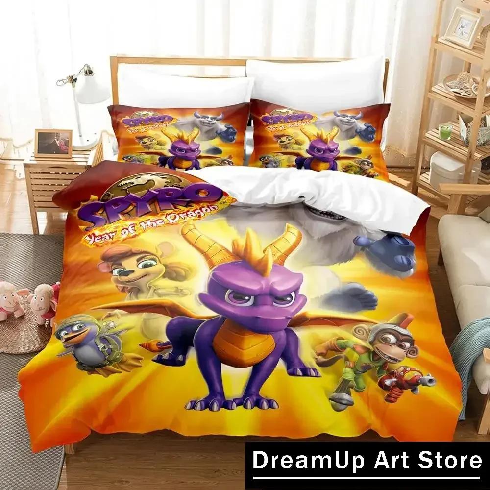 Game Spyro Dragon Reignited Trilogy Bedding Set Boys Girls Twin Queen Full Size Duvet Cover Pillowcase Bed Adult Bedroom