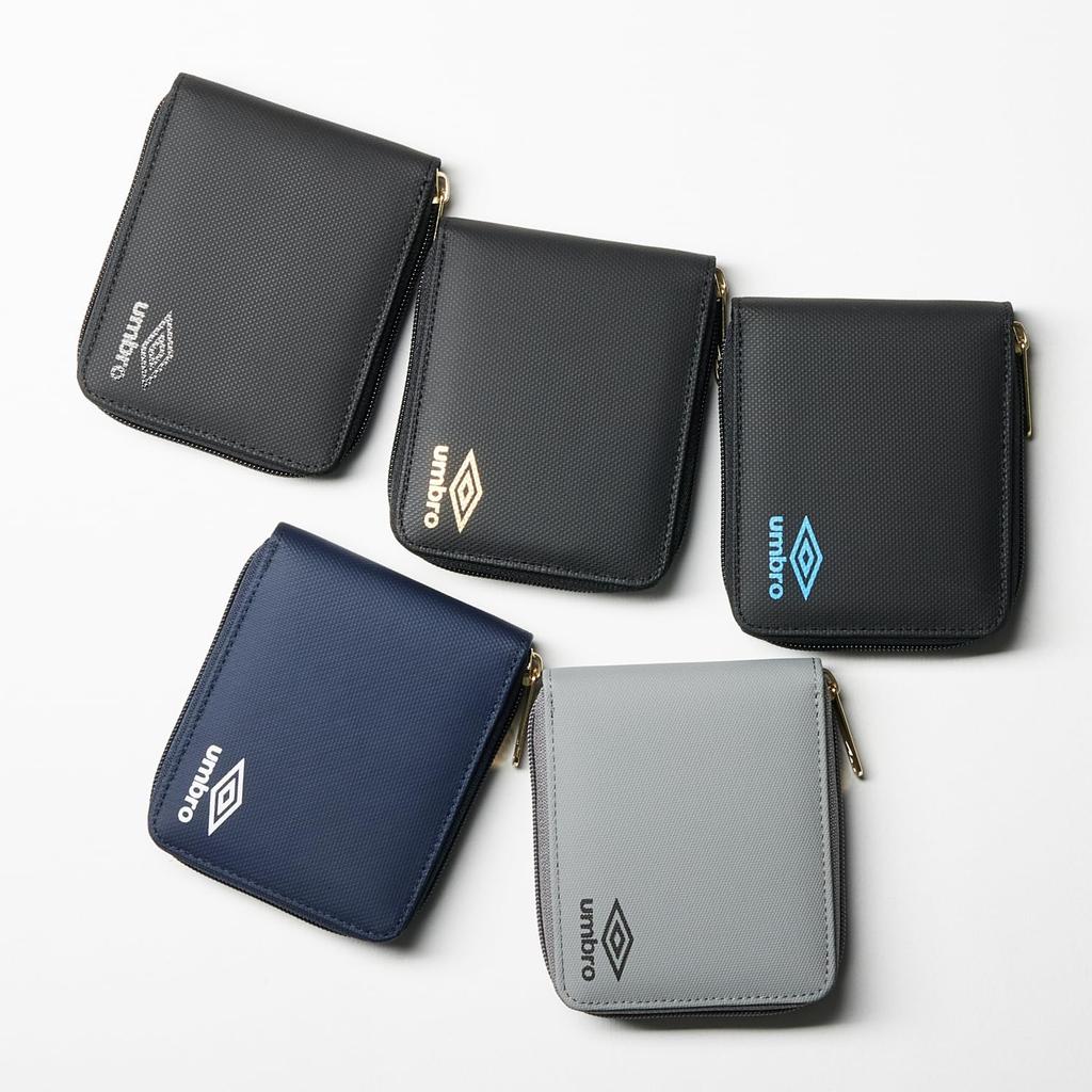 Umbro Bifold Wallet with Round Zipper Men's (Black/Blue)