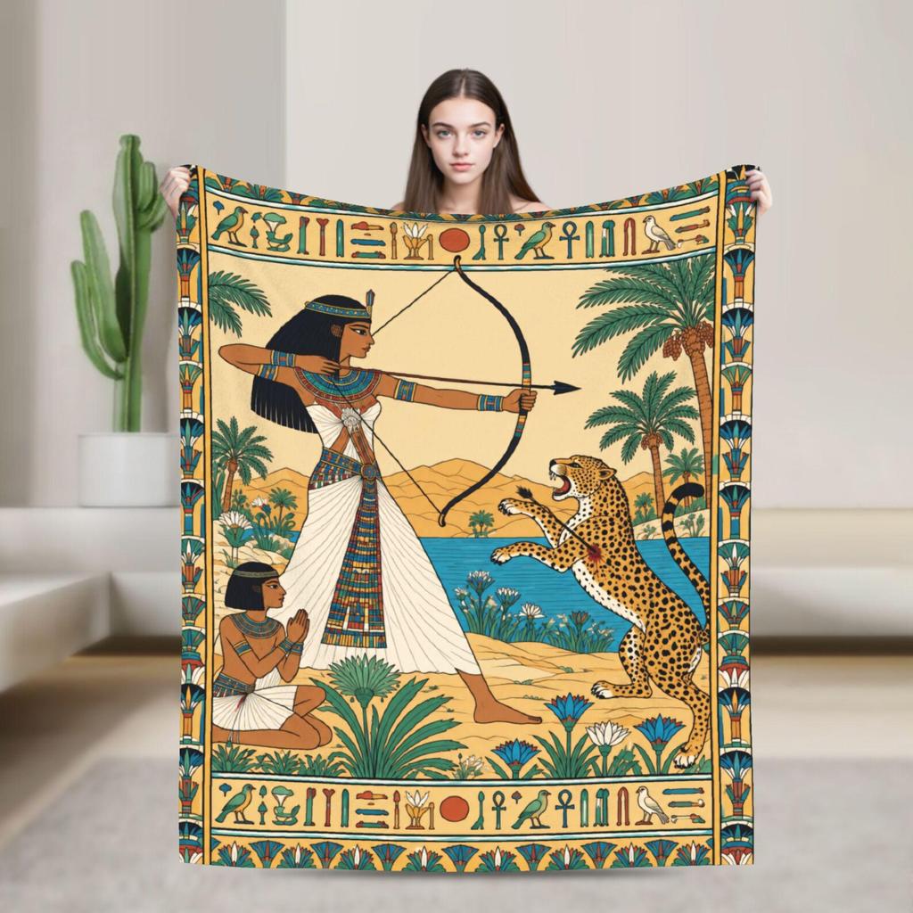 Egyptian Tapestry Queen Blanket Flannel Ancient History Decor