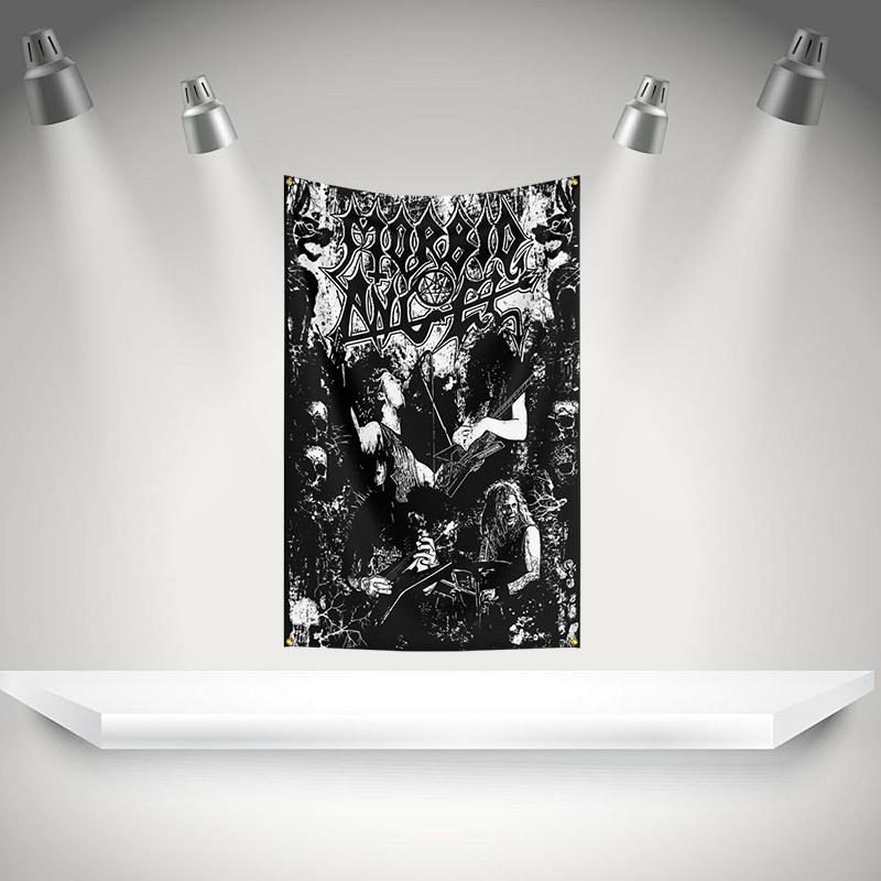 M-Morbids Angel Flag Rock Music Band Banner HD Printing Tapestry Exhibition, Music Band Fans, Garage Decor