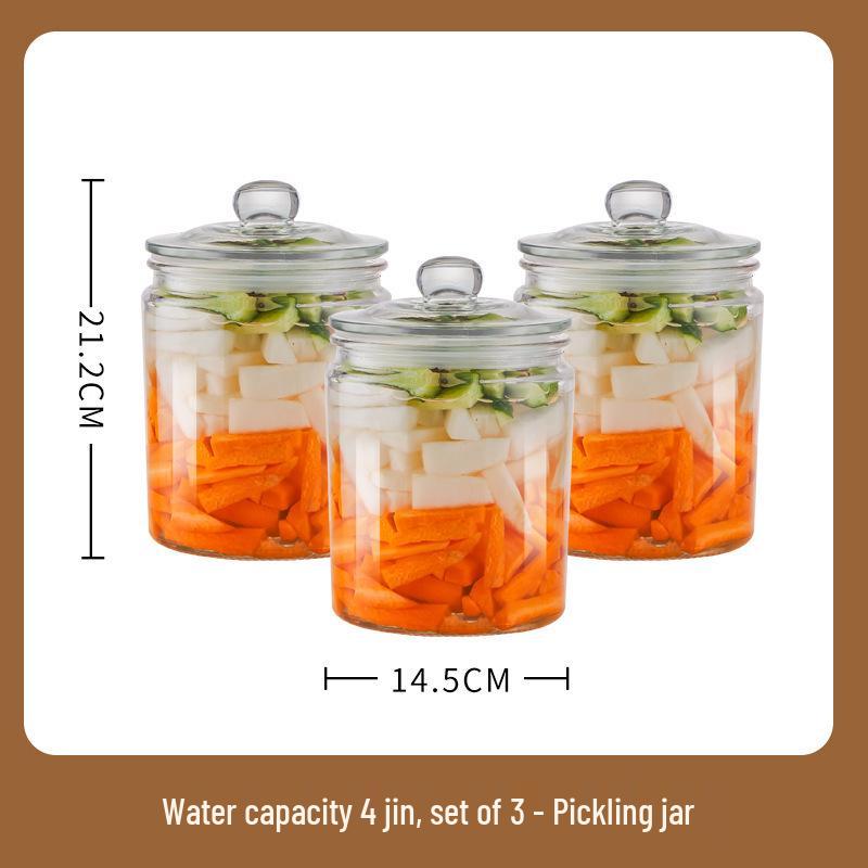 Glass Food-Grade Kimchi Jar for Pickling, Sauerkraut, and Vegetables - Wide-Mouth, Thickened Glass, Sealed for Home Use
