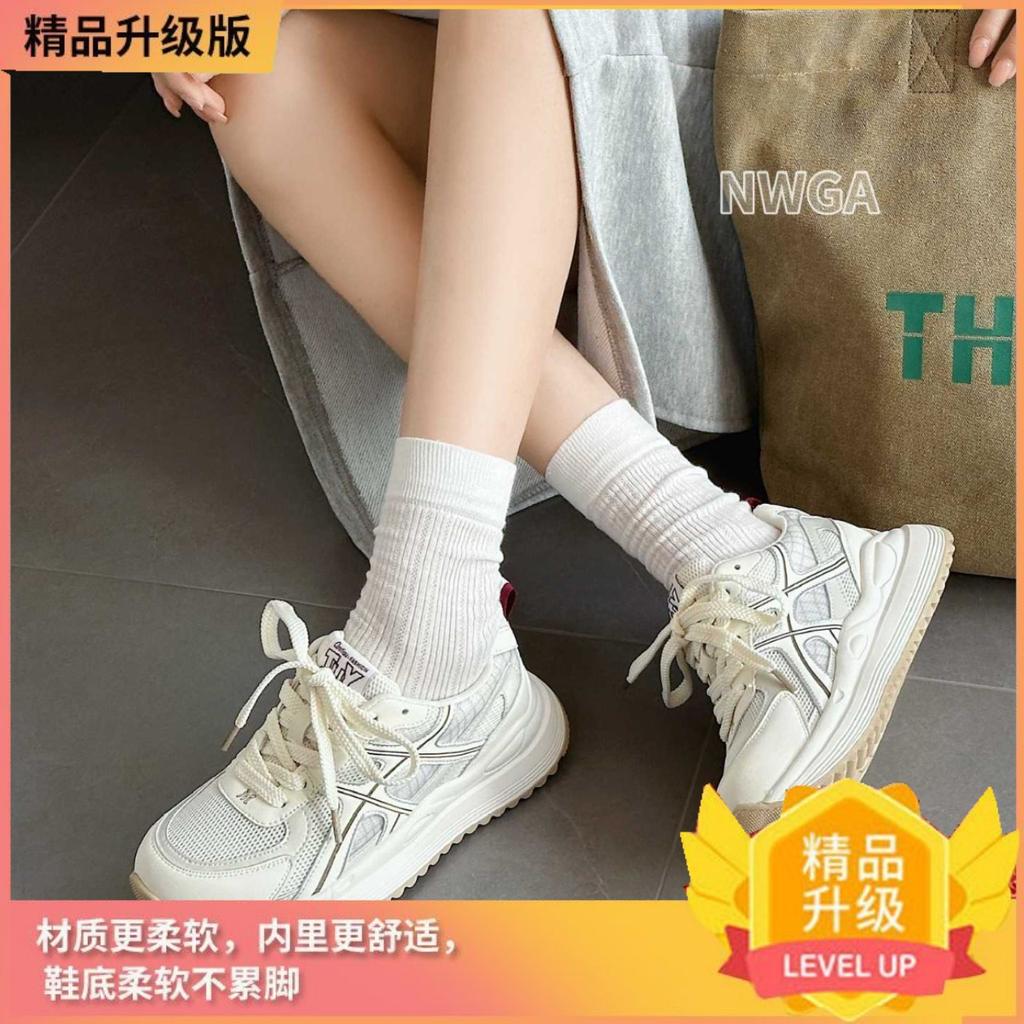 Mesh breathable versatile flat-soled Forrest Gump shoes women's summer heightening thick-soled sports and leisure student dad shoes