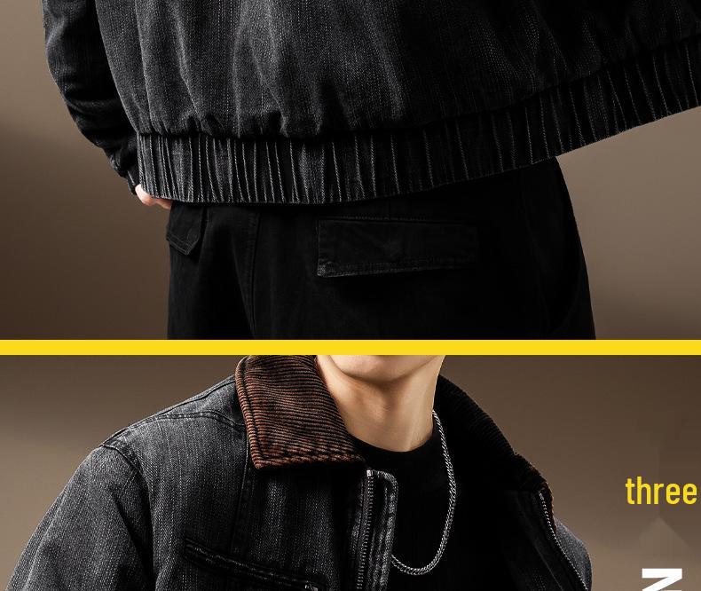 Luxury Men's Detroit Workwear 2025 Winter Duck Down Denim Jacket