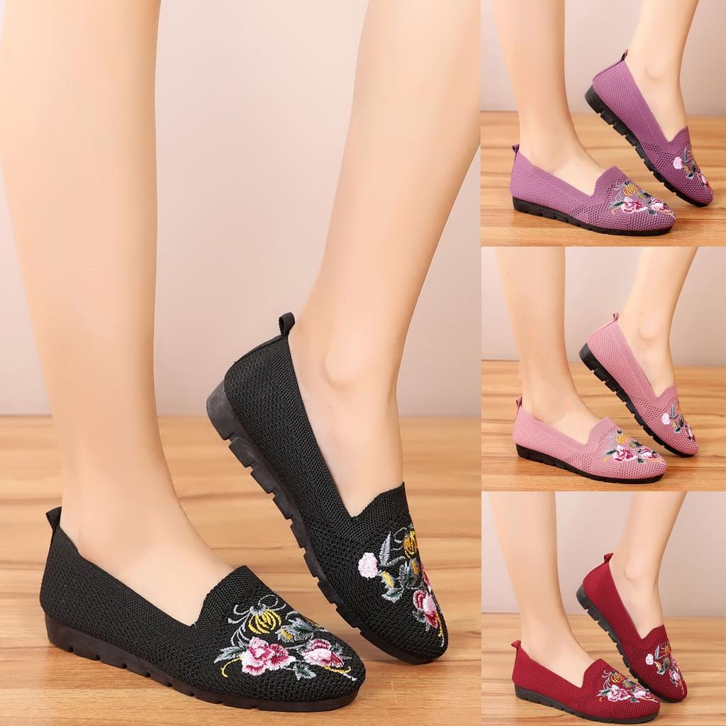 Ženy Ležérní Síťované nazouvací klínky s kulatou špičkou Prodyšné jednoduché boty Hrachová obuv