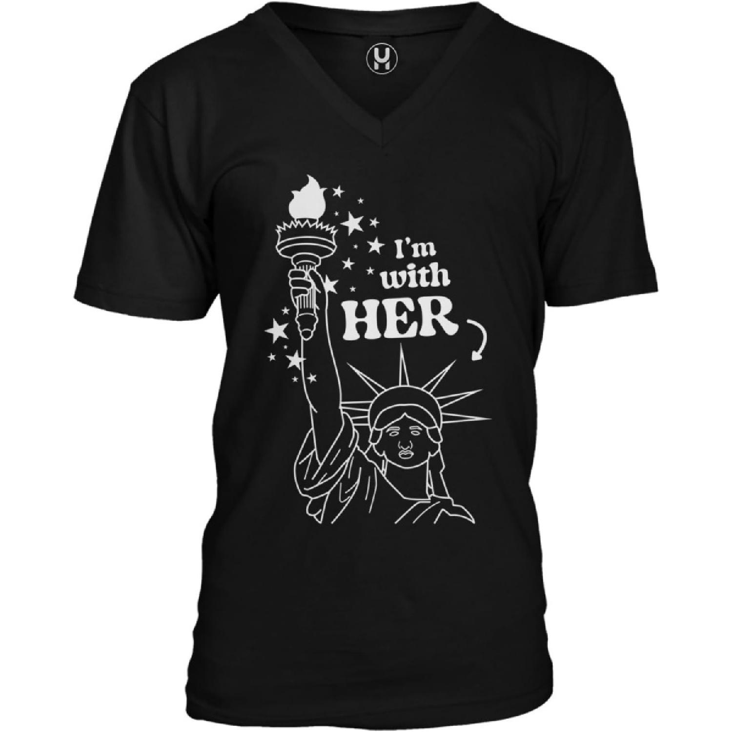 I m with Her - Statue of Liberty Party Unisex V-Neck T-Shirt XXXXXL разноцветный