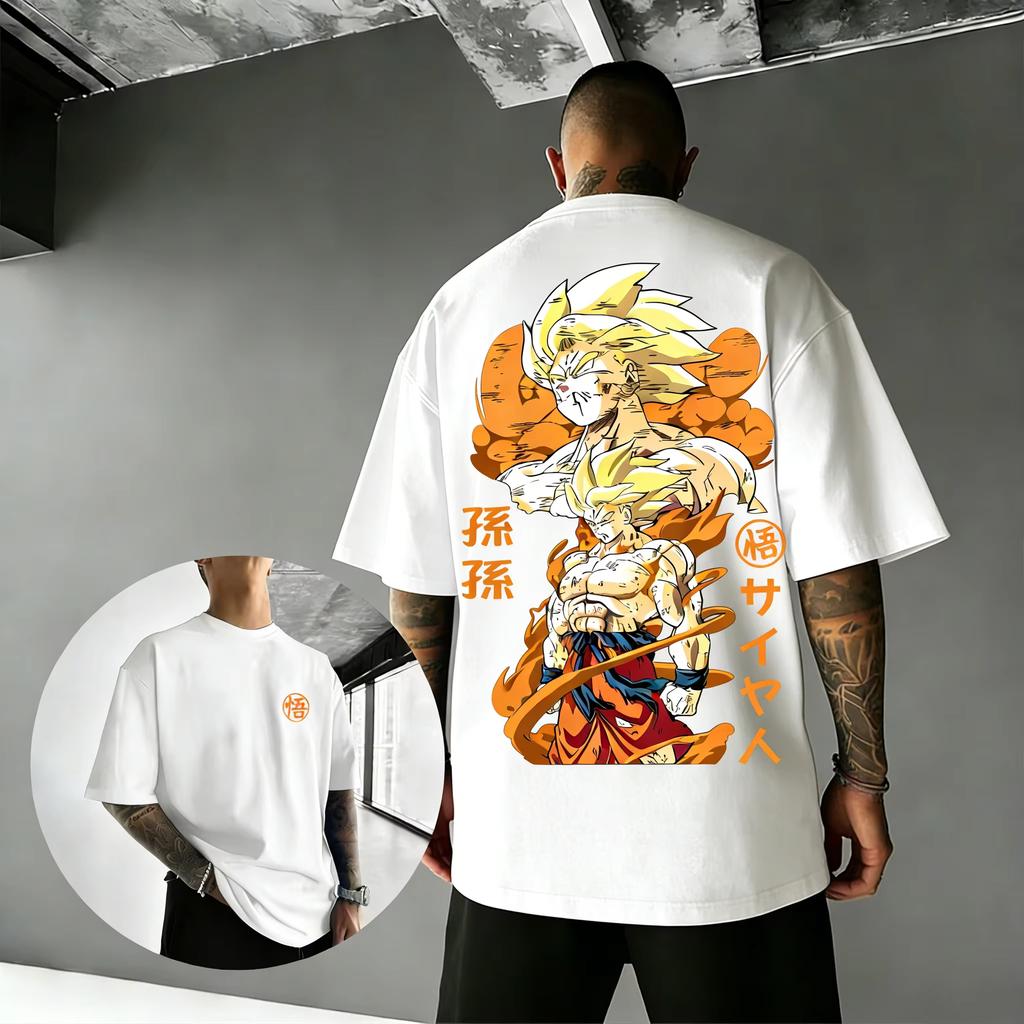 Dragon Ball Trendy hot items Anime Cotton Tshirt Summer New Super Saiyan Printed Mens and Womens Street Hip Hop Casual Top