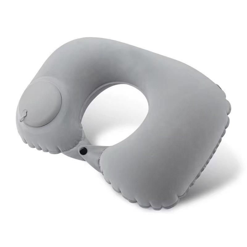 Portable U-Shaped Neck Pillow – Press-to-Inflate Travel Backrest for Car & Airplane