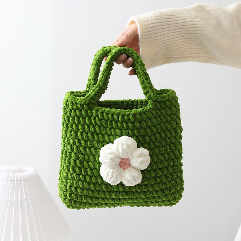 

Puff Flower Handcrafted Knitted Wool Handbag - Sweet Flower Design