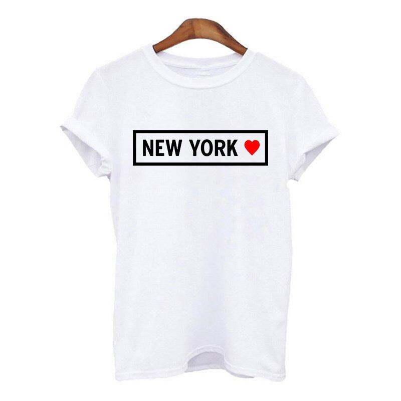 Harajuku Women Tshirt New York Summer Print White Black T Shirt Ladies Clothing 90S Tops Graphic Clothes Female Tee Shirt 2025