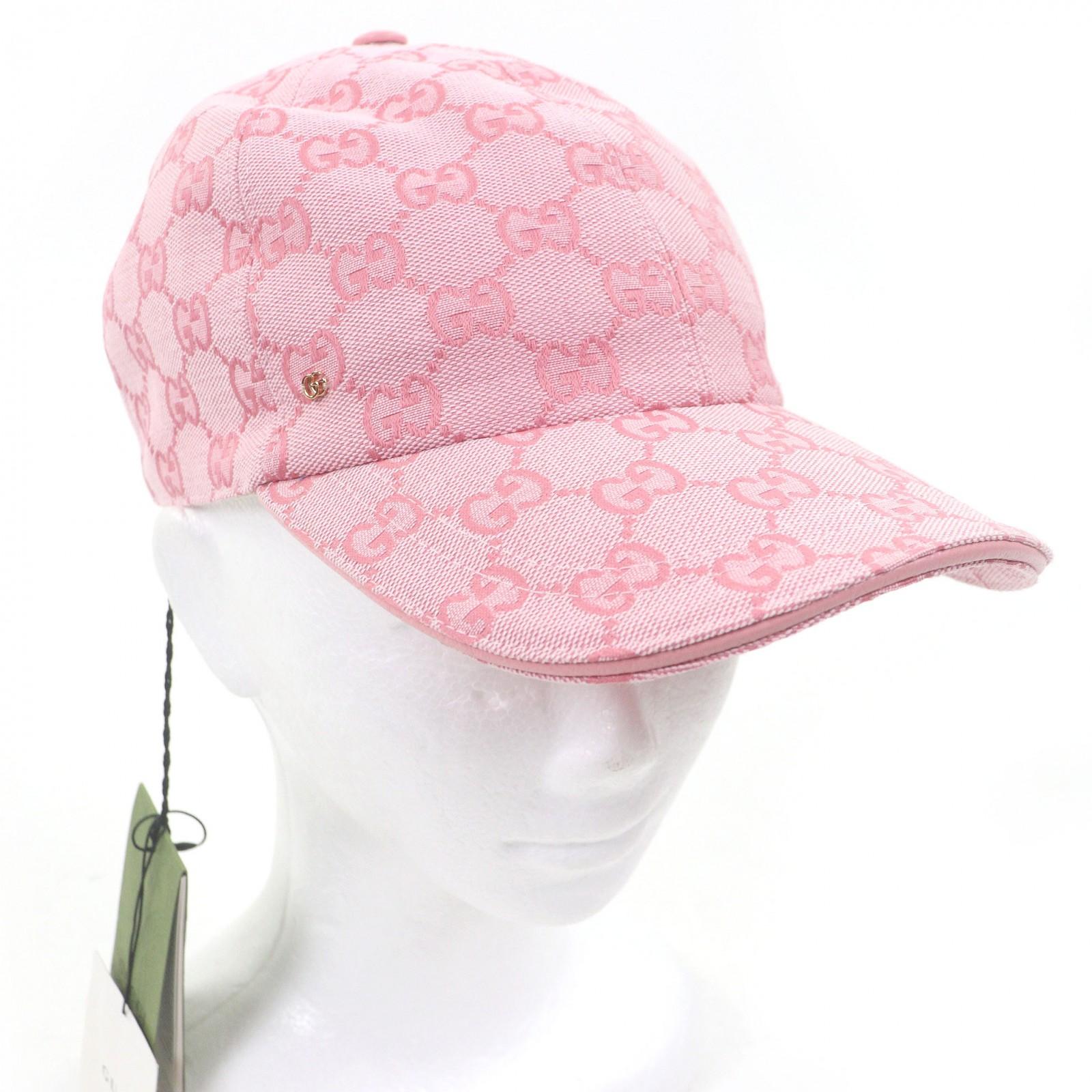 

Pristine GUCCI cap GG Logo Gold Metal GG Canvas Baseball pink Used