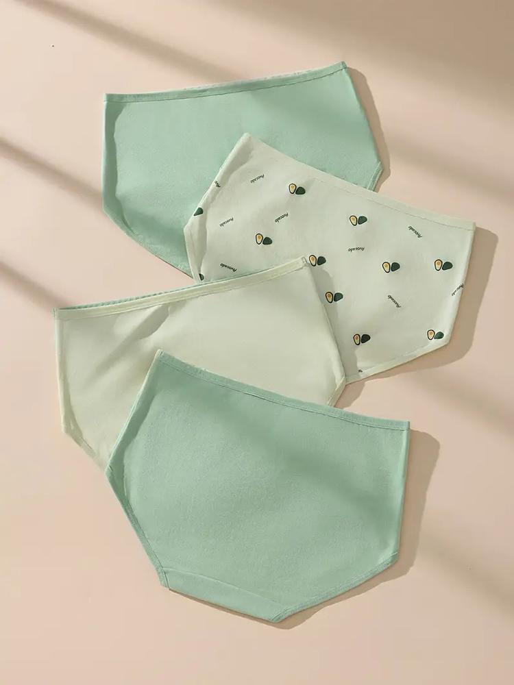 4Pcs Baumwolle Frauen Höschen Atmungsaktive Unterwäsche Mode Druck Damen Slips Schlank Weiche Unterhose High-Rise Sexy Damen Dessous