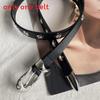 Women Skinny Pu Leather Belt Fashion Floral Decor For Office Wear