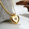 Stainless Steel Photo Frame Necklace Moon Sun Couple Choker Chain Heart Photo Pendant  Jewelry